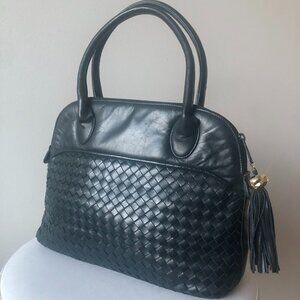 Aspects by Lisette Black Intrecciato Leather Handbag